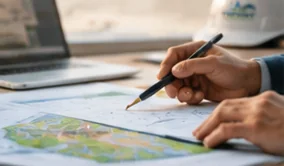 Engineer reviewing site plans